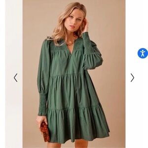 Pomander Place Green Tiered Smocked Sundress